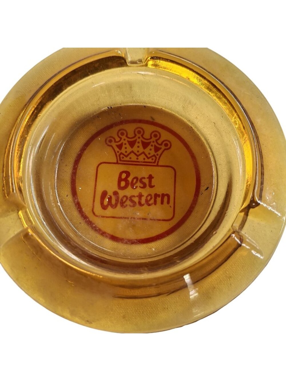 Vintage Amber Glass Ashtray With Best Western Logo - Collectible Hotel Memorabil